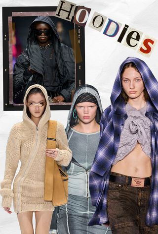 90s grunge fashion is shown in a collage with a photo of models wearing hoodies