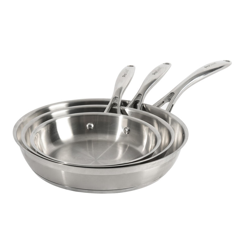 Professional Stainless Steel Frying Pan Set Uncoated 3 Piece