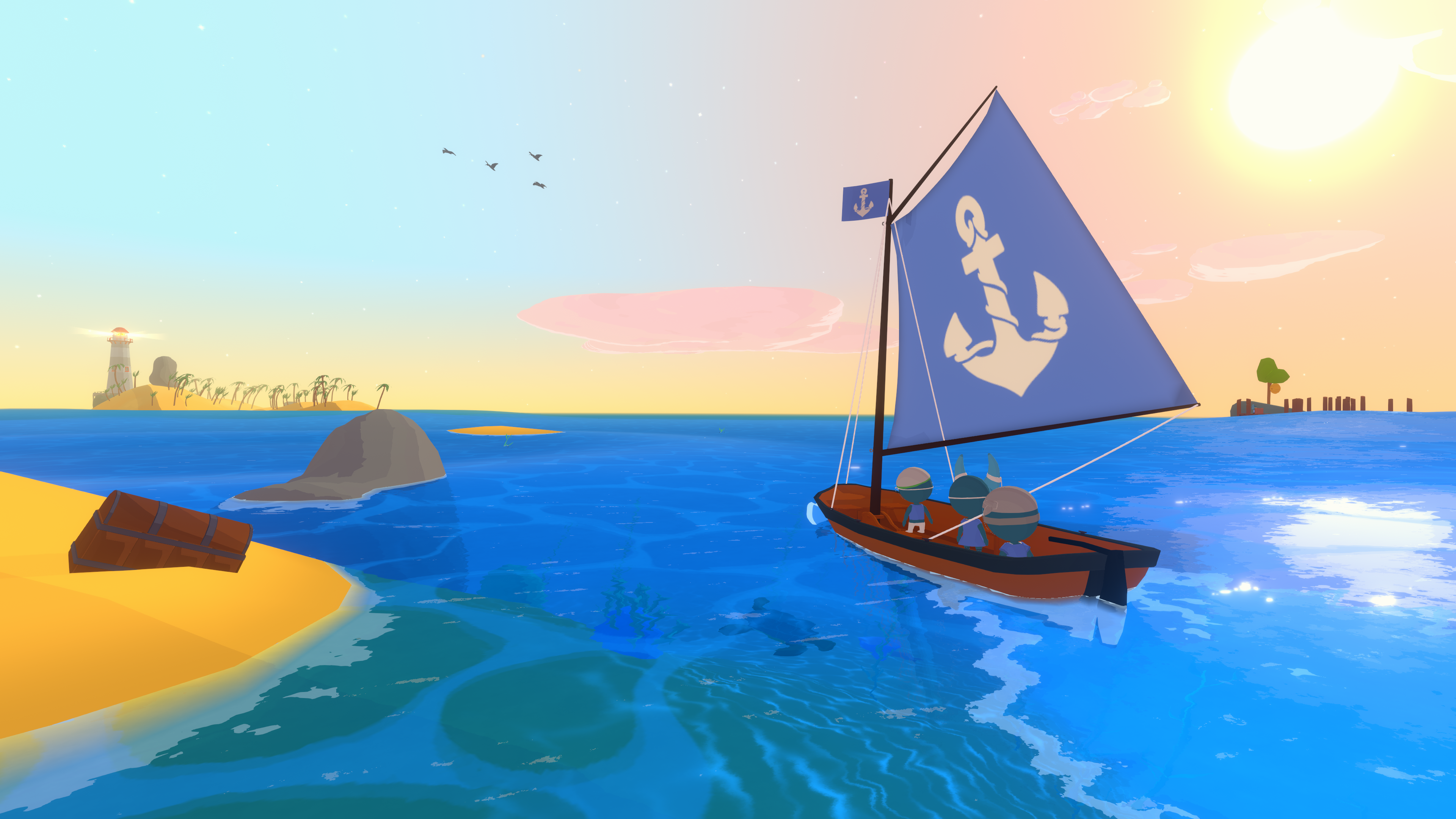 Image of ships in a colorful sea from game Sail Forth