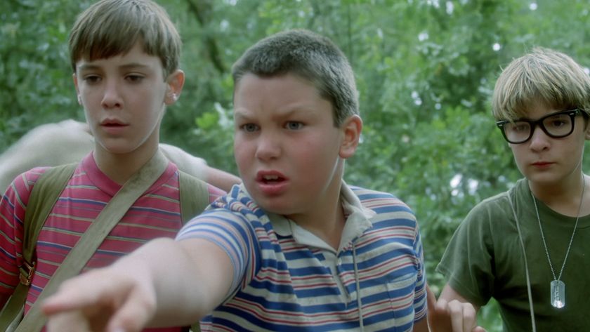 Jerry O'Connell as Vern Tessio pointing the way for Gordy (Wheaton) and Teddy (Feldman) in 1986's Stand By Me.