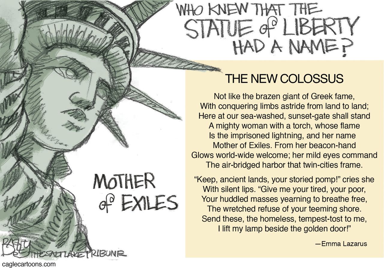 Editorial cartoon Statue of Liberty