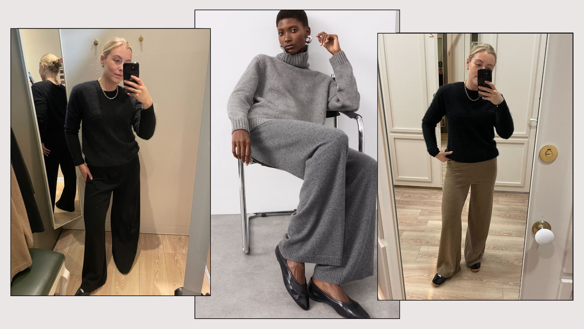 Shopping Editor Florrie Alexander wearing M&S cashmere trousers