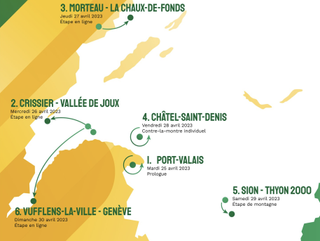 Route map for 2023 Tour de Romandie