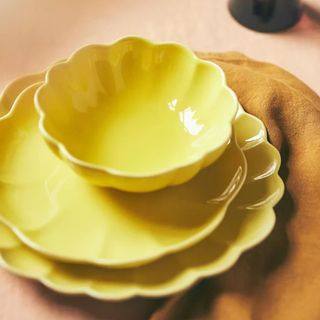 yellow scalloped bowls