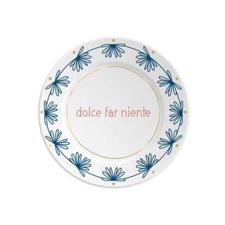 Cute floral design typo plate that translates as 'The sweetness of doing nothing'