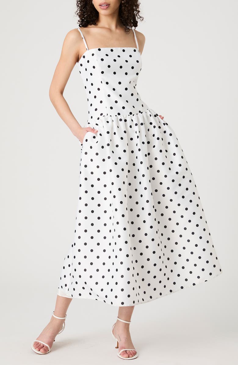 Polka Dot Strappy Drop Waist Sundress