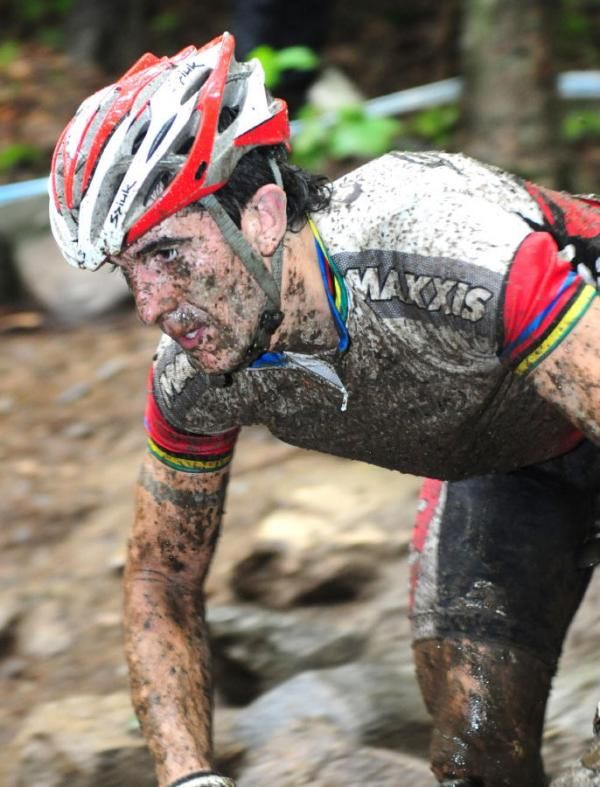 A former world champion riding mid-pack.