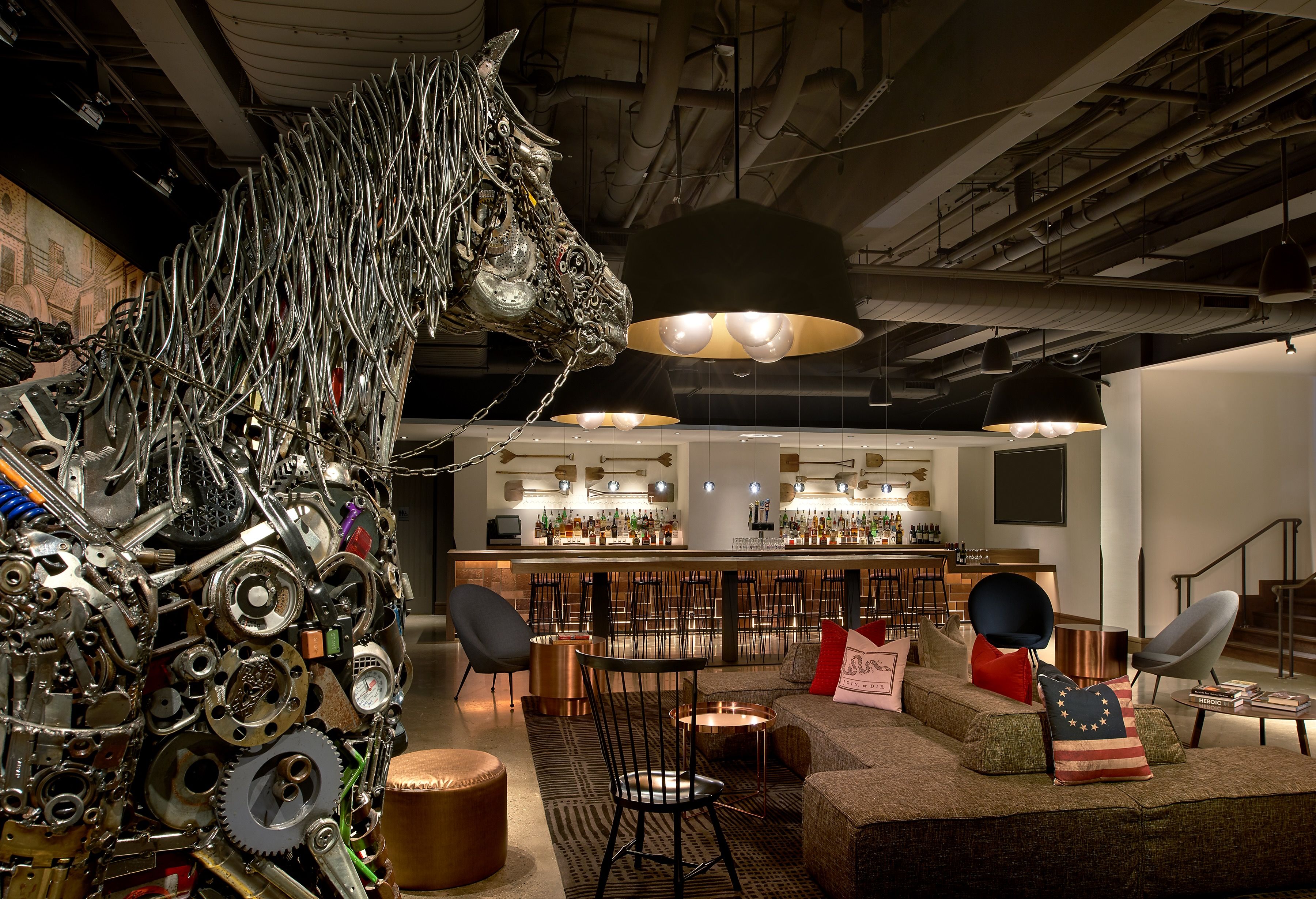 Boston revere hotel lobby with horse statue
