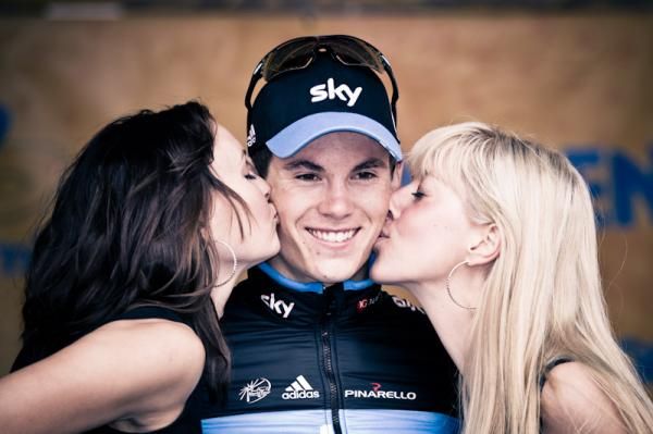 Ben Swift (Sky) happy with his first place finish as well as taking the leader jersey.