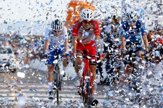 Guillaume Martin on the Alto Colorado at the Vuelta a San Juan.