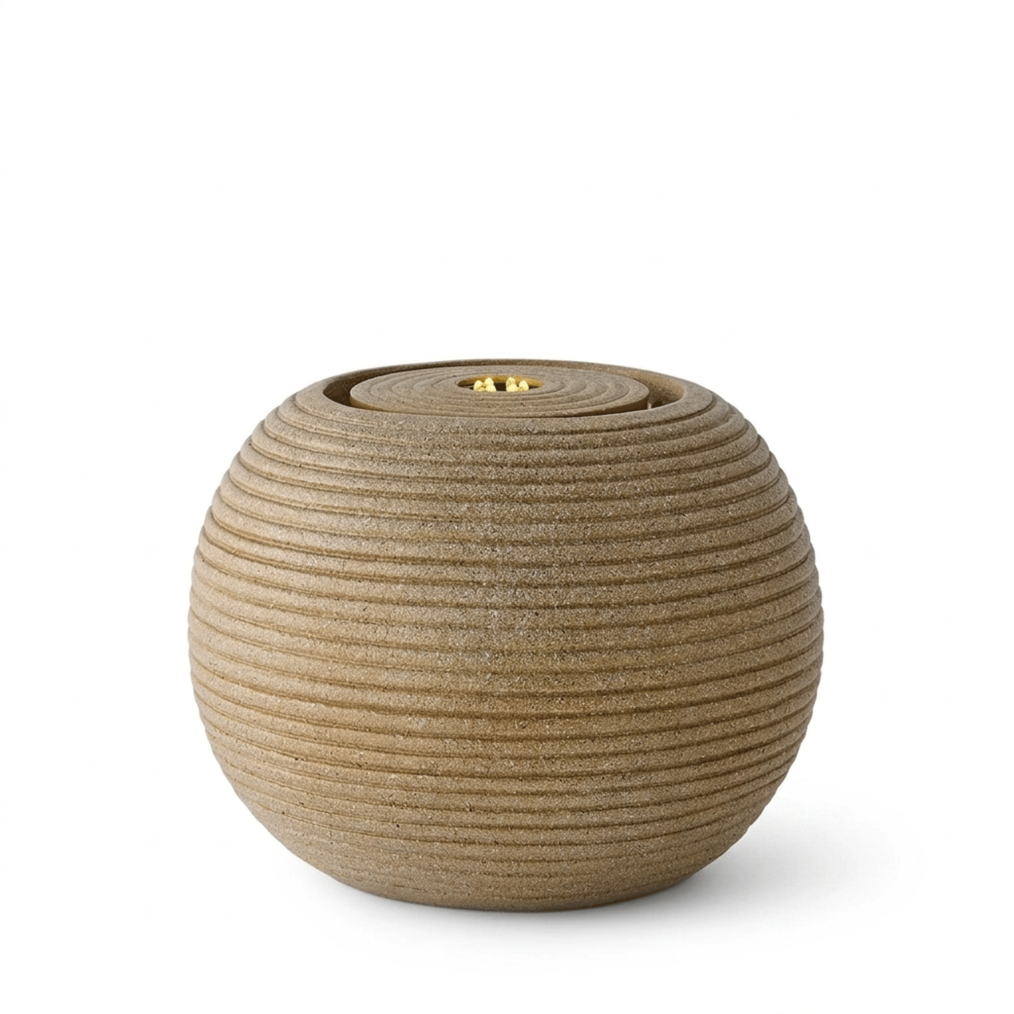 Amazon Value Lights Round Ribbed Natural Solar-powered Outdoor Water Fountain Garden Light against a white background