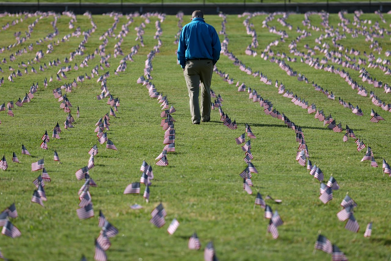 American flags.