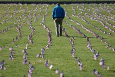 American flags.