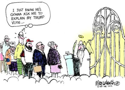 Political cartoon U.S. 2016 election vote explanation