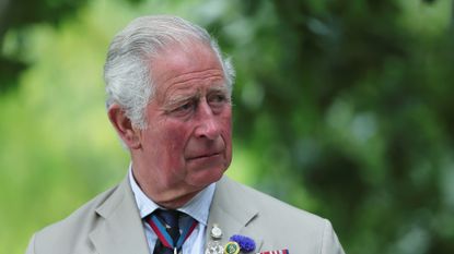 Prince Charles, Prince of Wales attends the VJ Day National Remembrance event, held at the National Memorial Arboretum in Staffordshire