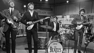 The Beatles onstage at Television House for a 1964 production of Ready Steady Go