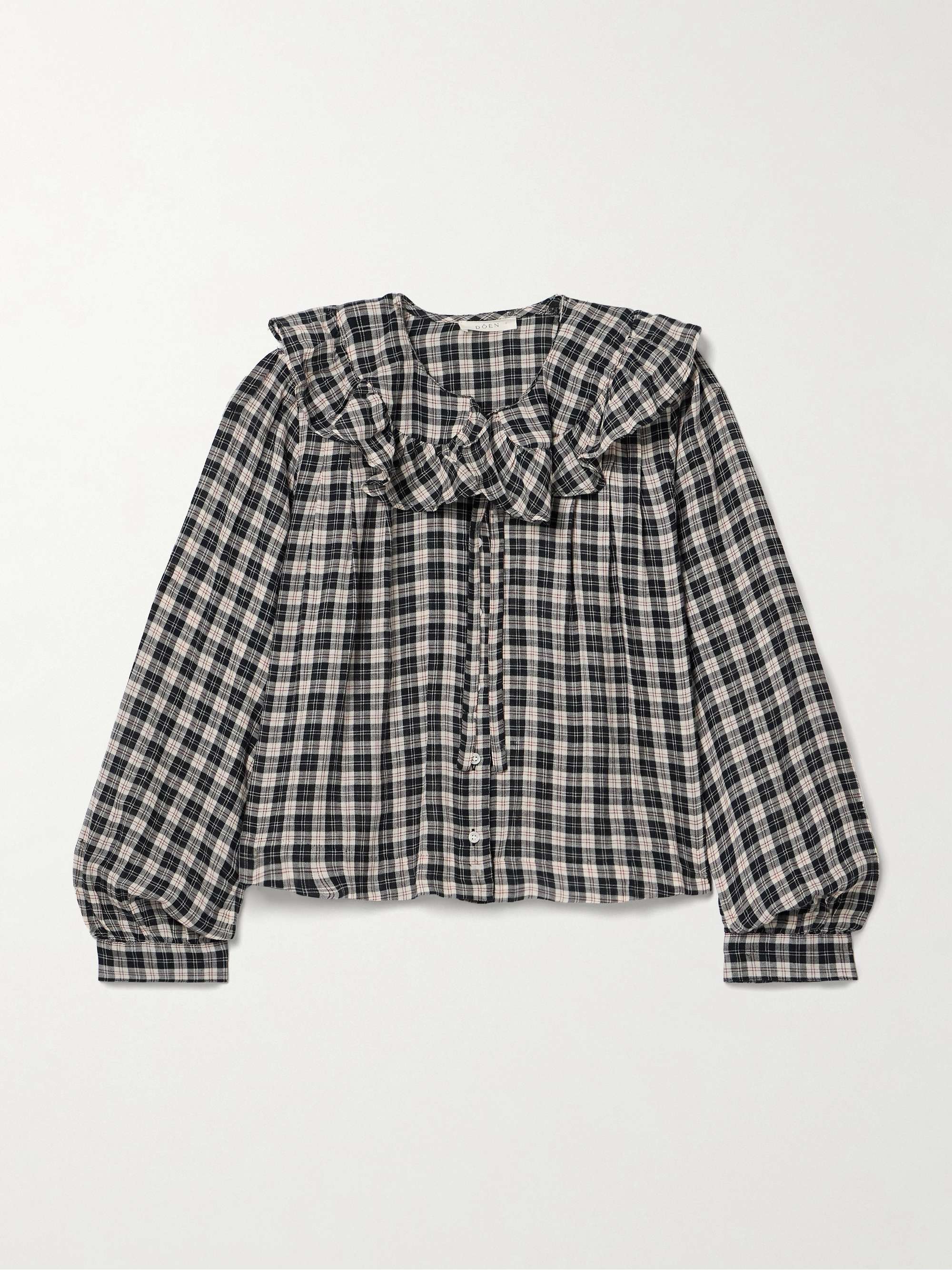 Joelle Ruffled Check Organic Cotton Top
