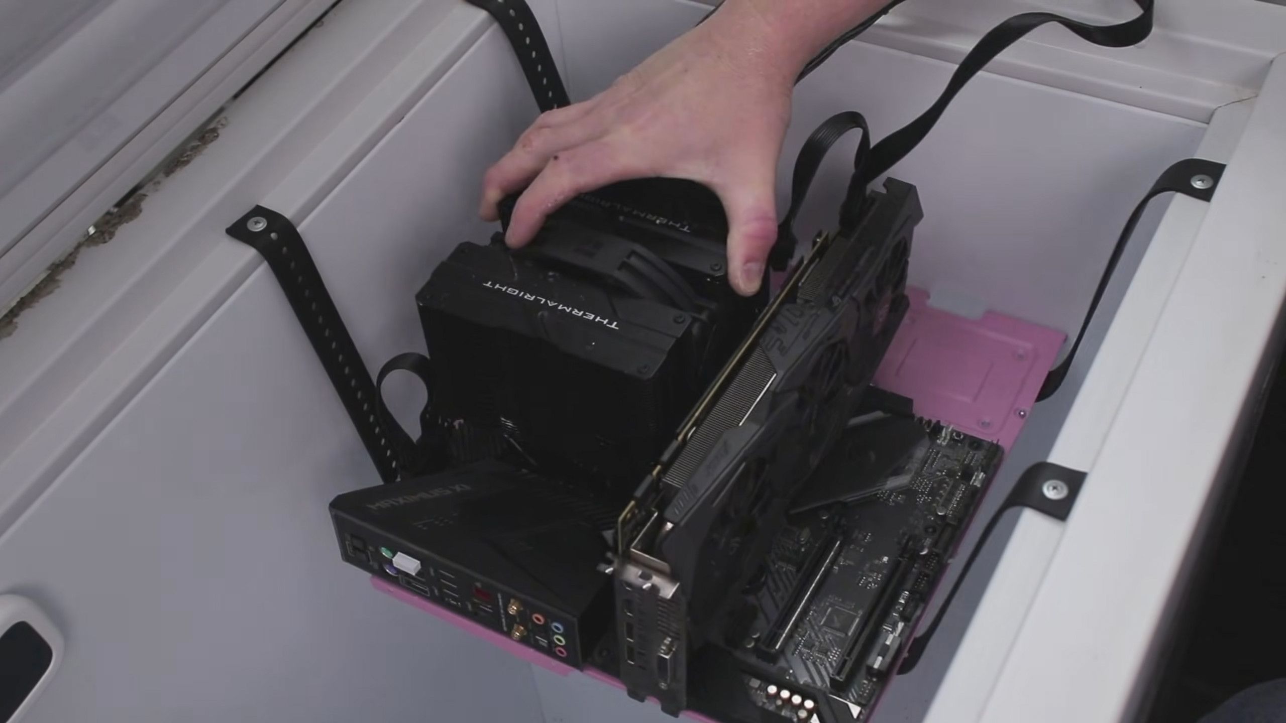 Australian modder solves PC in a freezer conundrum with sheer size, socks filled with silica gel power — condensation conquered and minimal overclocking gains on display at minus 28C