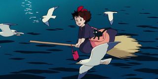 Kiki flying with seagulls in Kiki's Delivery Service