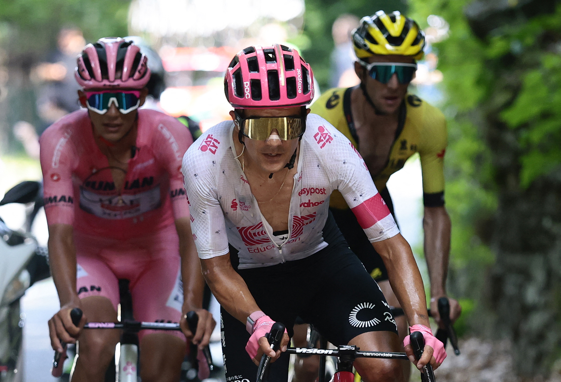 Isaac del Toro, Richard Carapaz and Simon Yates at the 2025 Giro d&#039;Italia