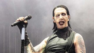 Marilyn Manson performs in concert during Rocklahoma at Rockin' Red Dirt Ranch on August 29, 2025 in Pryor, Oklahoma
