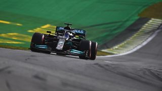 Lewis Hamilton driving Mercedes at F1 Brazil Grand Prix