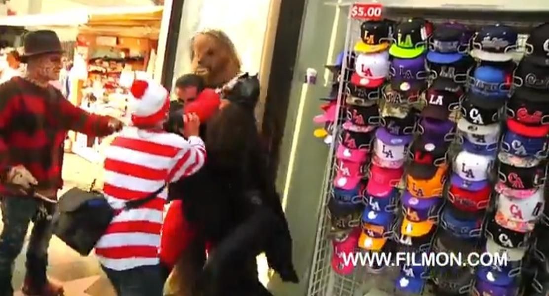 Fight between superheroes in Hollywood caught on tape