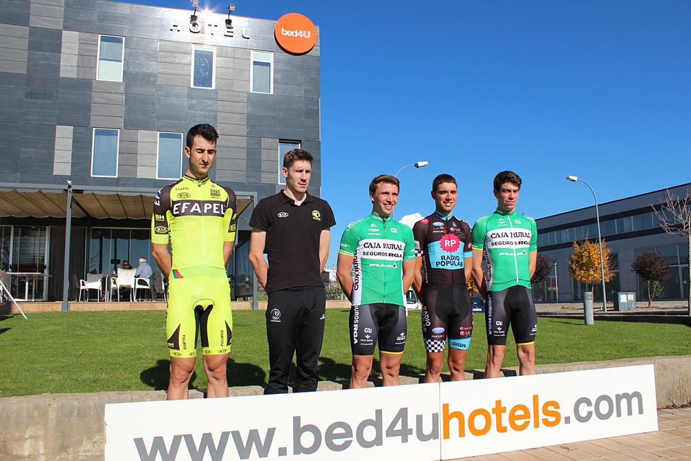 The team's new riders: Diego Rubio and Domingo Gon&ccedil;alves, Hugh Carthy, Alberto Gallego and Jaime Roson