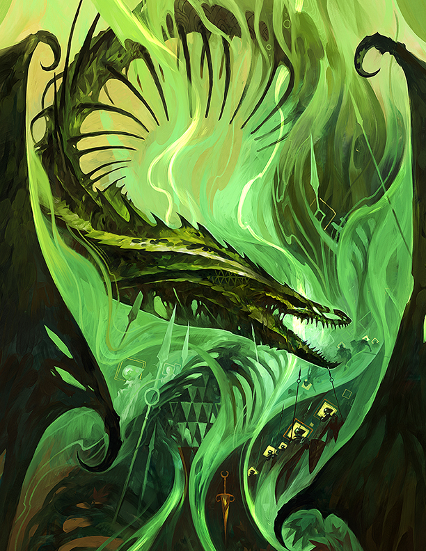 Dungeons and Dragons; art of colourful dragons