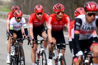 VILANOVA I LA GELTRU SPAIN MARCH 25 Nairo Alexander Quintana Rojas of Colombia and Team Arka Samsic green leader jersey competes during the 101st Volta Ciclista a Catalunya 2022 Stage 5 a 2063km stage from La Pobla de Segur to Vilanova i la Geltr VoltaCatalunya101 WorldTour on March 25 2022 in Vilanova i la Geltru Spain Photo by David RamosGetty Images