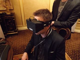 Don was the first to try the Oculus Rift goggles.