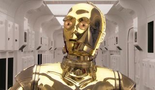 Star Wars C-3PO looks surprised in the hallway