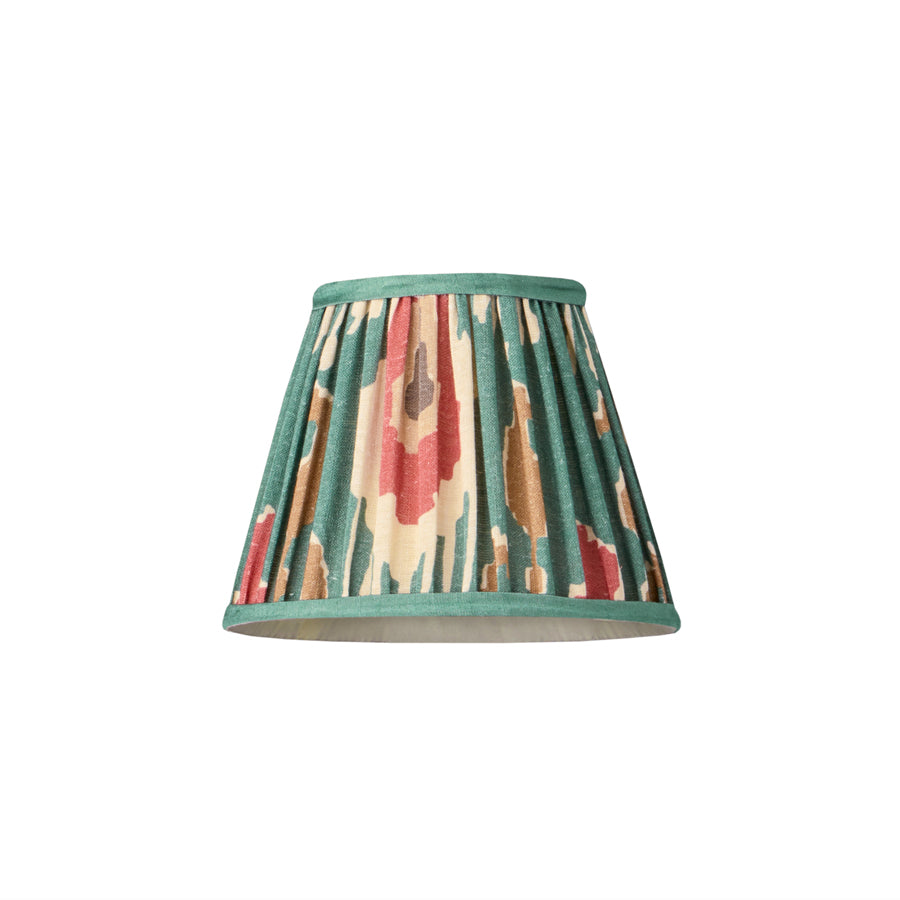 7 Inch Pendant Shade in Red Aqua Bokhara Gathered Linen by Gp &amp;amp; J Baker