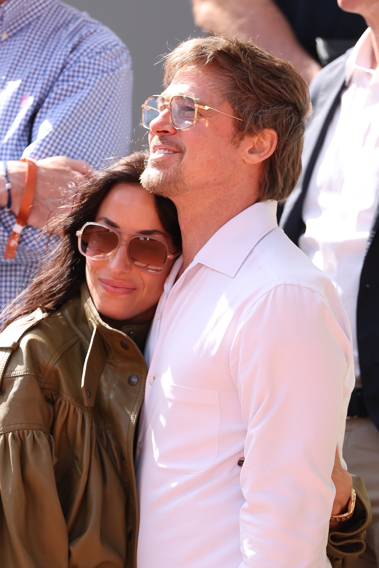 Ines de Ramon and Brad Pitt attend Day Fourteen of the 2026 French Open on June 06, 2026 in Paris, France.
