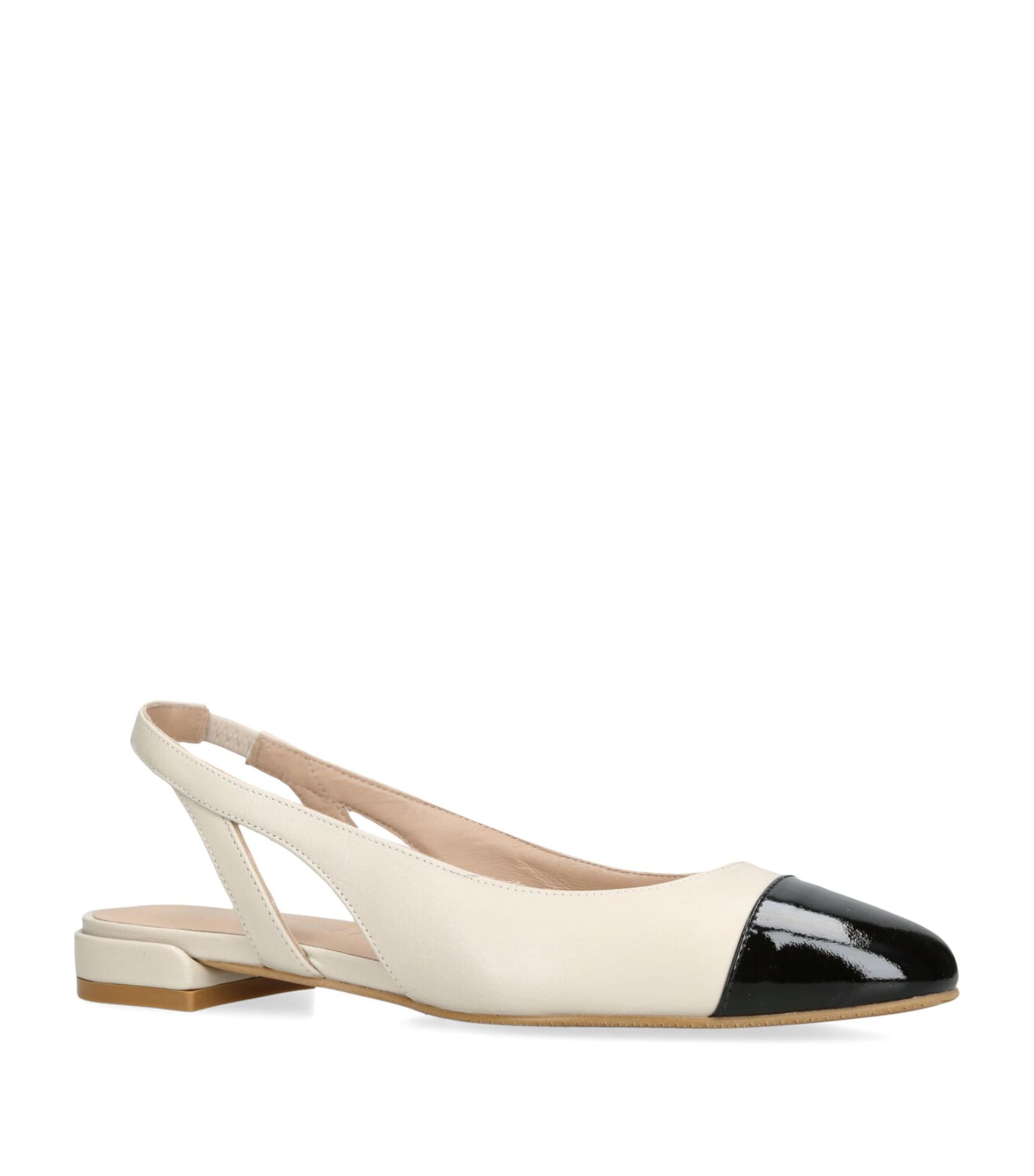 Leather Block Heel Slingback Shoes