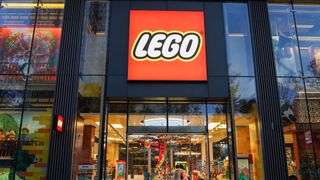 LEGO official store. Exterior view of the branded LEGO shop featuring logo and storefront