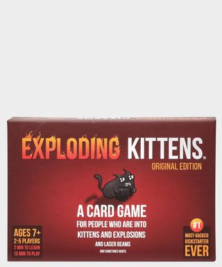 Exploding Kittens box on a plain background