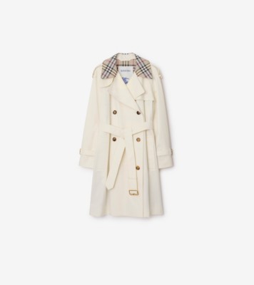 Mid-Length Check Collar Castleford Trench Coat in Cotton - Women, Cotton | Burberry&amp;reg; Official