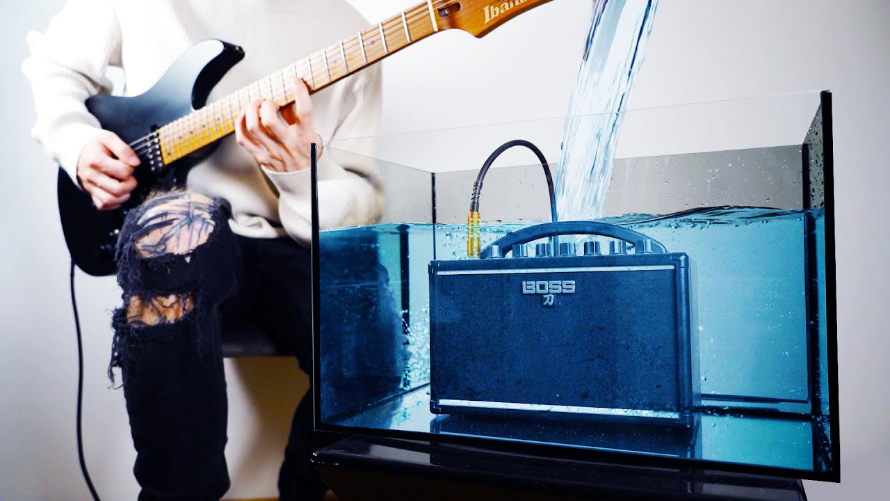Bernth records guitar amp underwater