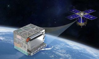 A NASA illustration shows the clock in its testbed satellite.