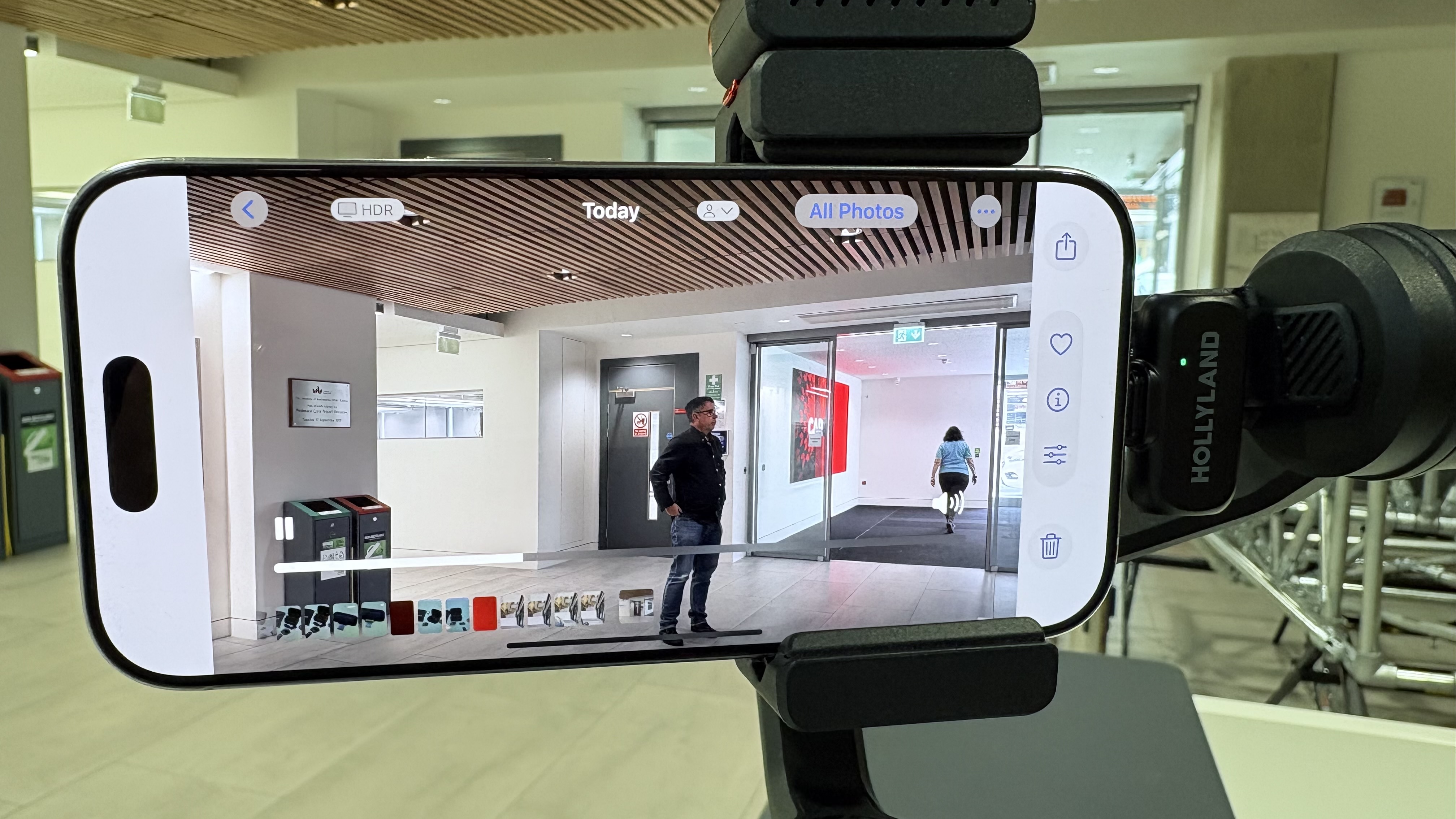 Shot of an iPhone 16 Pro mounted on a gimbal