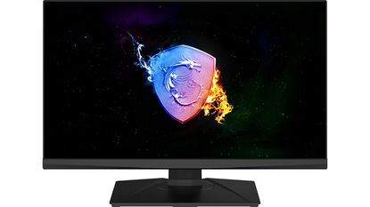 MSI Oculux NXG253R gaming monitor facing forwards on a white background