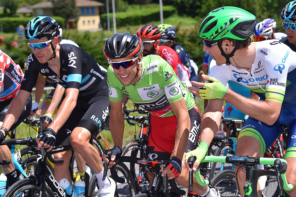 Richie Porte in the green jersey during stage 1 at Criterium du Dauphine.