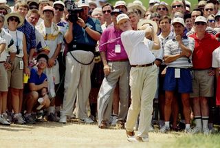 Ernie Els plays an iron shot at the 1994 US Open