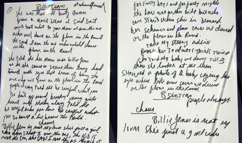 Michael Jackson&#039;s original handwritten lyrics