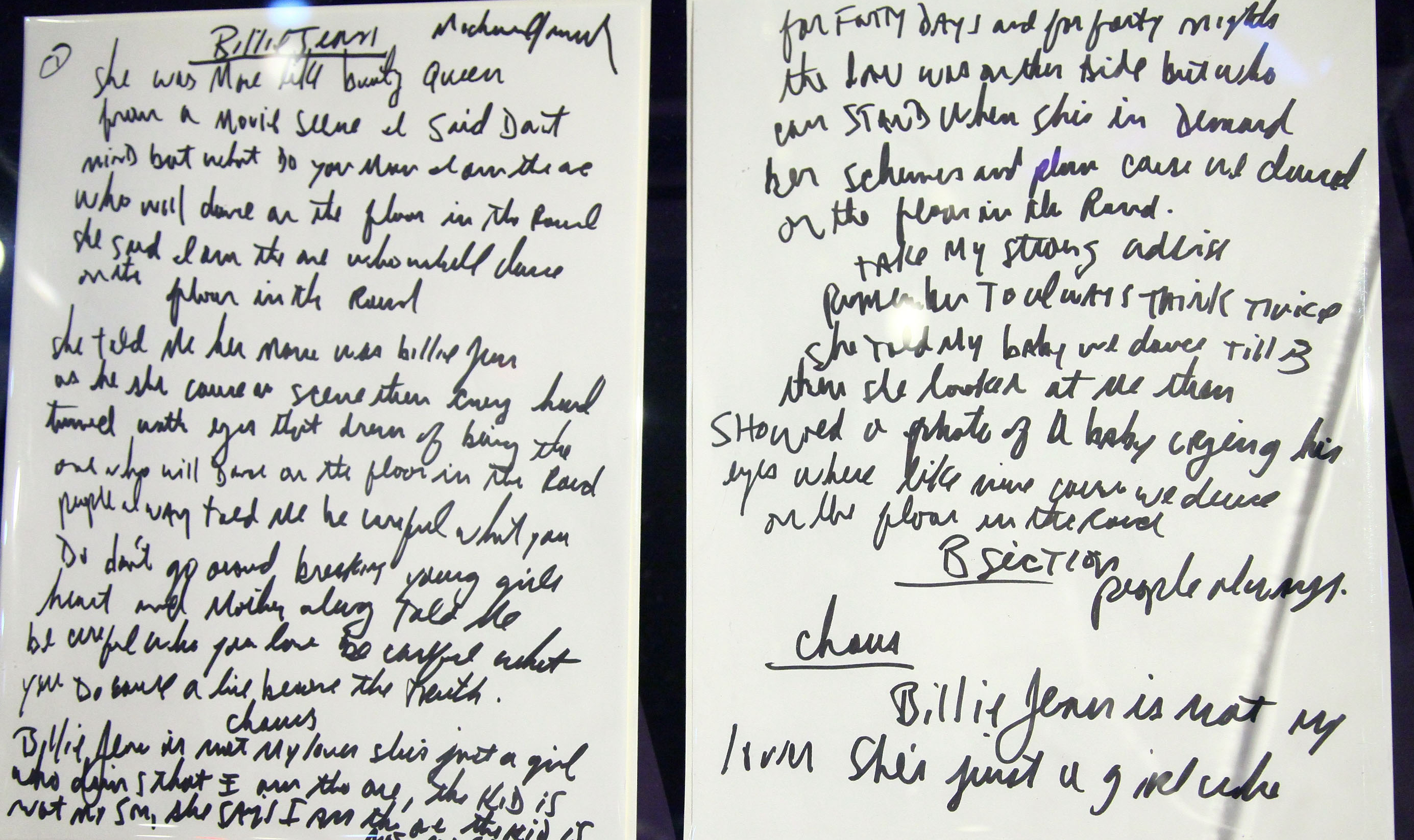 Michael Jackson&#039;s original handwritten lyrics