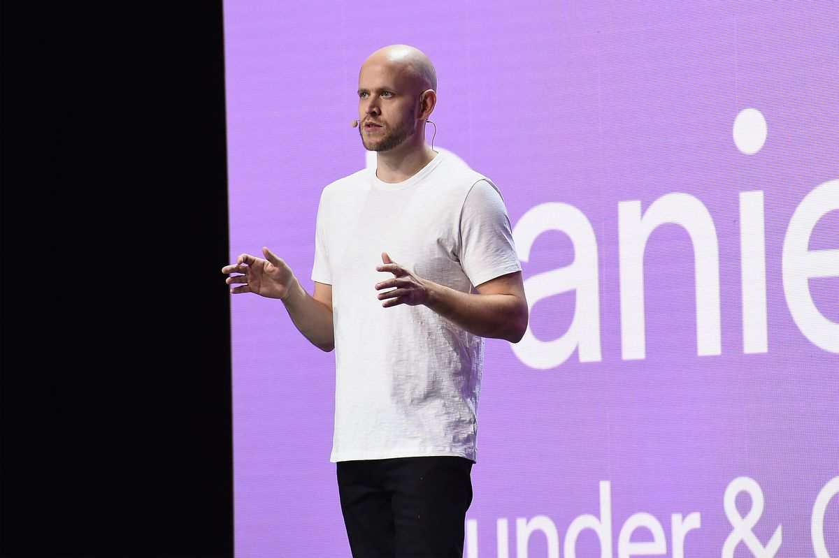 Spotify CEO Daniel Ek speaking at the company&amp;#039;s Investor Day in 2018