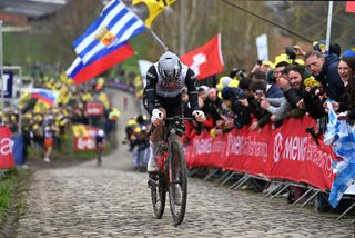 Tadej Pogačar smashing the competition on the Paterberg en route to winning the 2023 Tour of Flanders