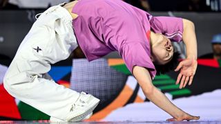 Boy Lithe-ing Qi Xiangyu of China competes during B-Boys Finals on day four of the Olympic Qualifier Series Shanghai