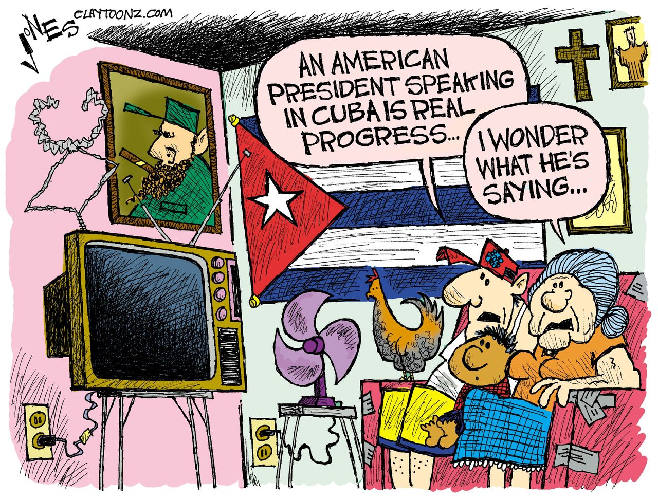 Obama cartoon World Cuba